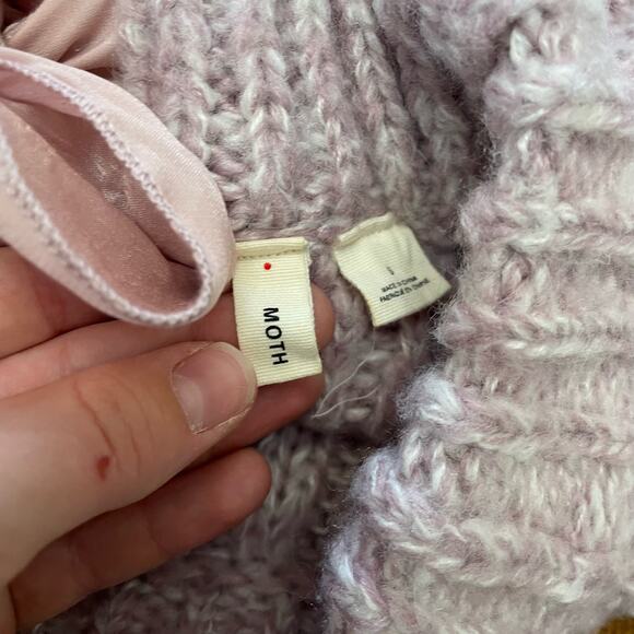 Anthropologie Moth Lavender Pink Coquette Boho Bow Back Sweater Size S - Picture 3 of 10